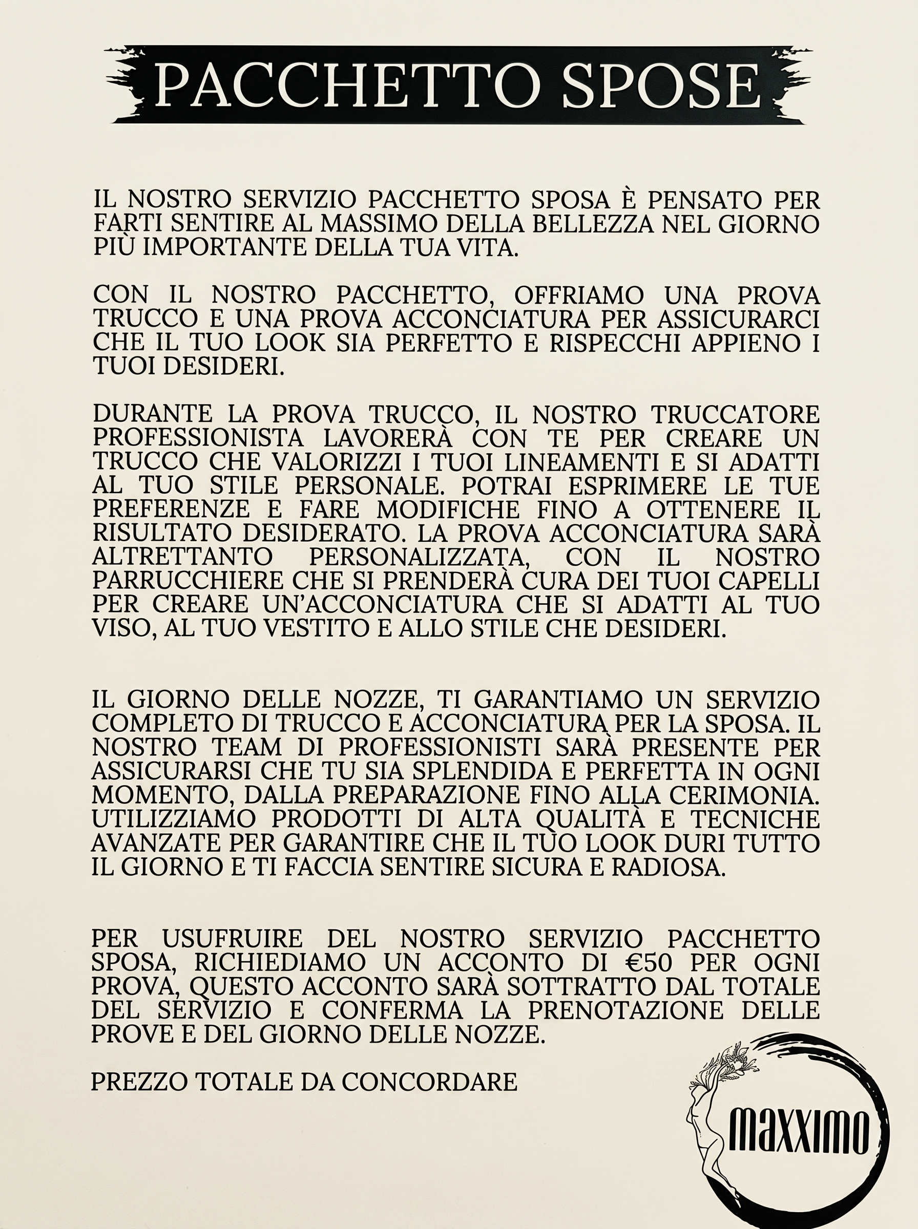 Pacchetto Spose — listino