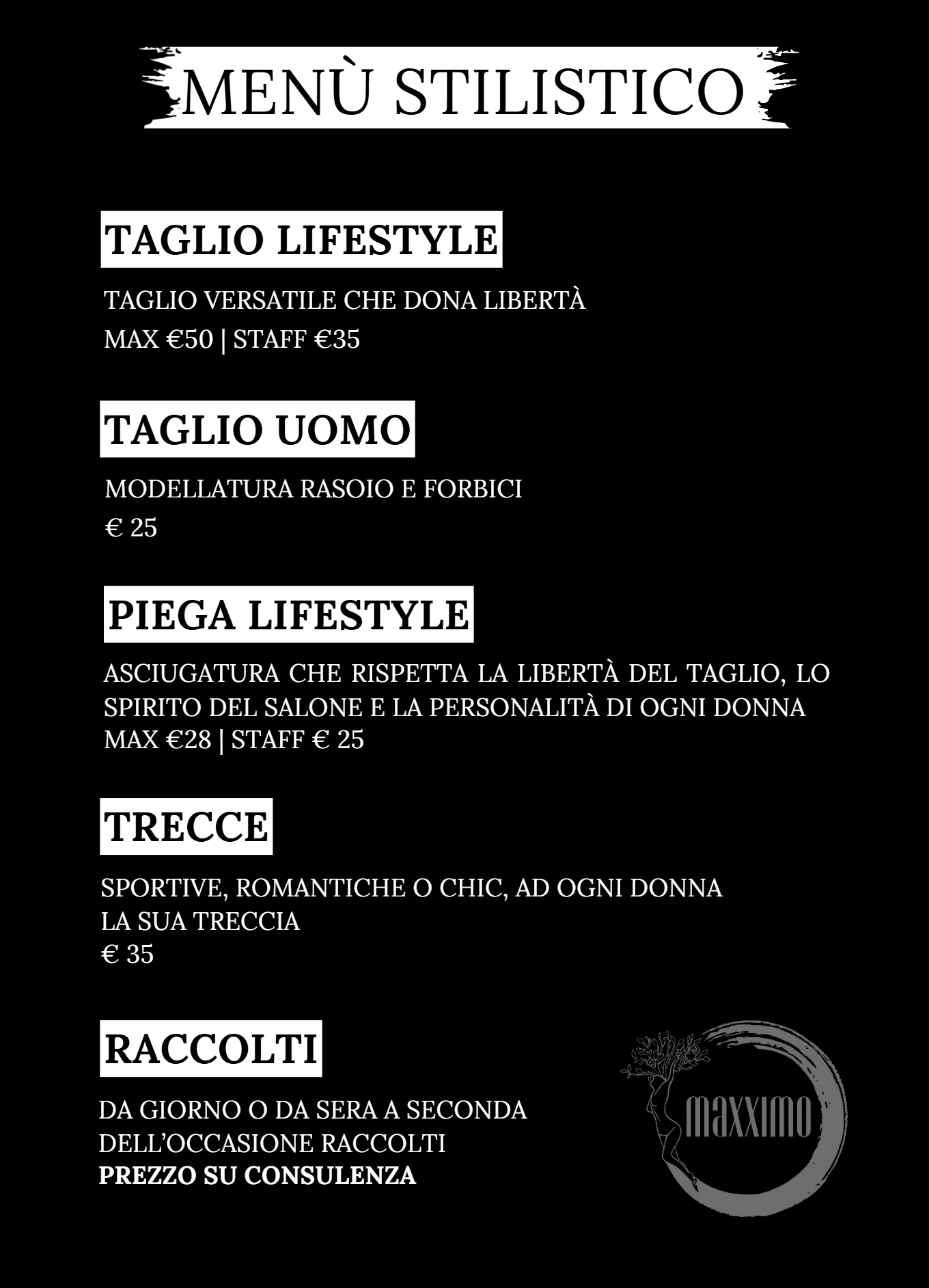 Menù Stilistico — listino