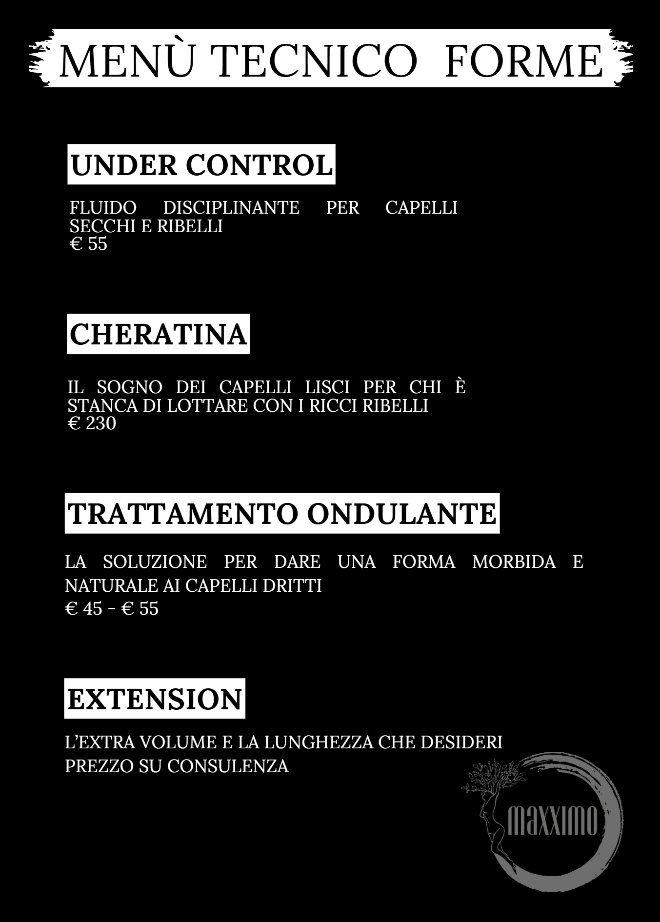 Menù Tecnico Forme — listino