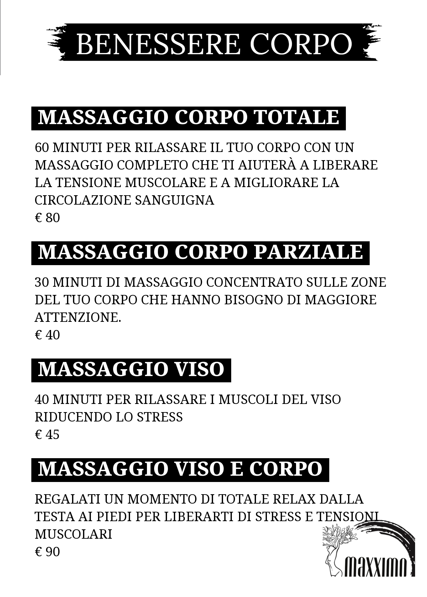 Benessere corpo — listino massaggi